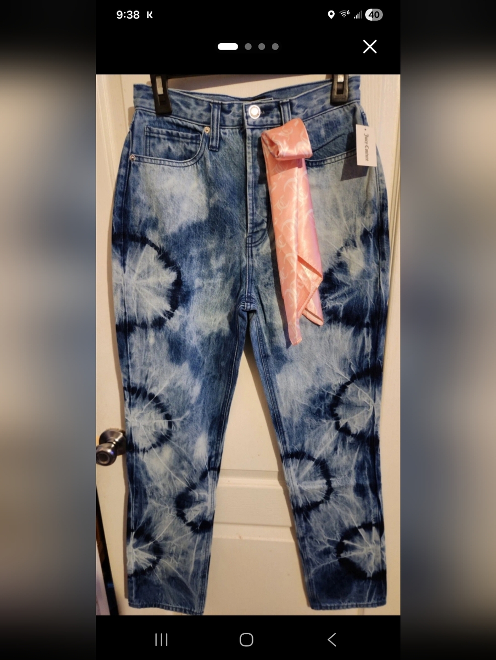 NWT JUICY COUTURE SIZE 24 Tie-Dye Blue High-Rise Women's Jeans